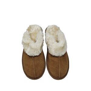 Target Leather Suede Slippers Women Size 9 Faux Fur Lined Slides